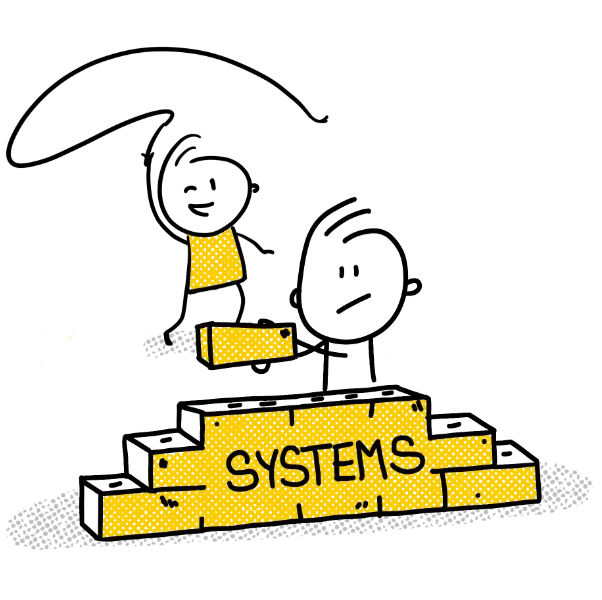 Instilling into of staff a system building mindset
